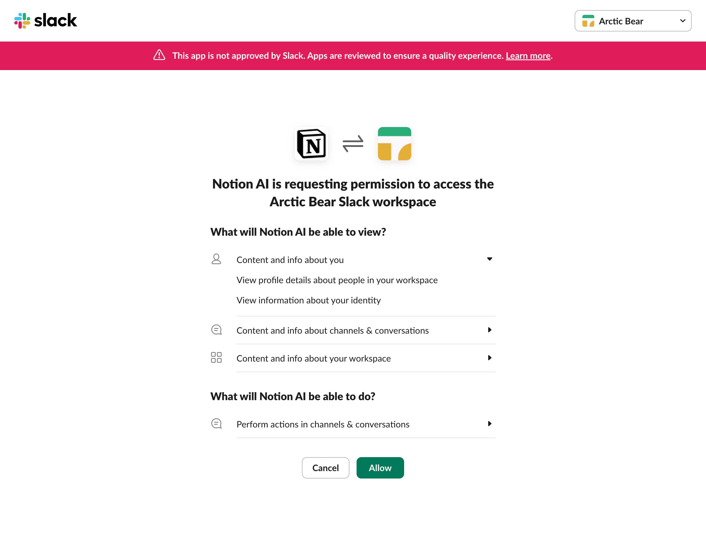 도움말 센터: Slack에서 Notion AI 커넥터 설정
