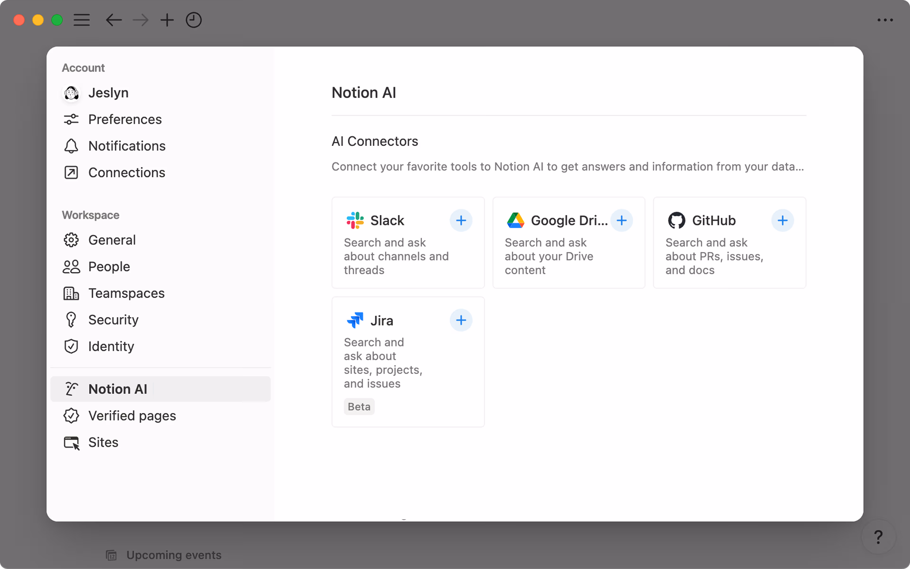 도움말 센터: Notion AI 커넥터 베타 메인