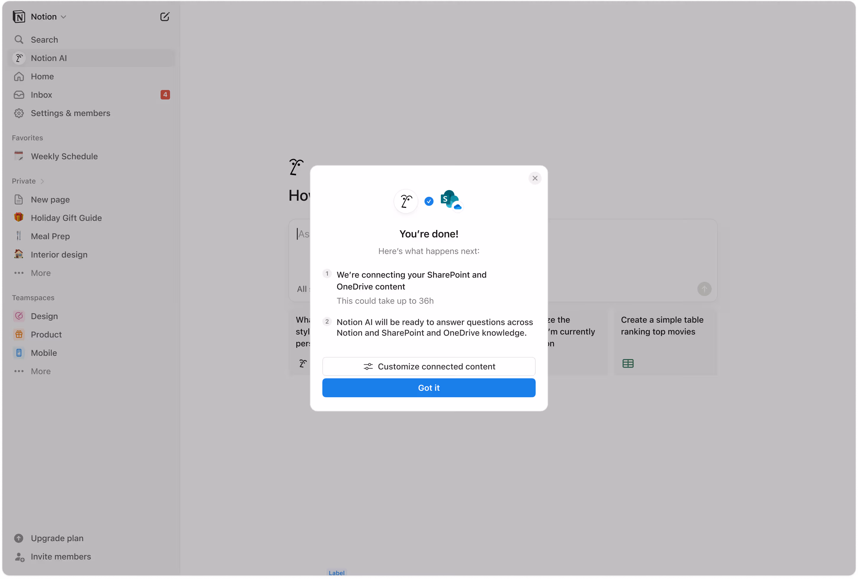 도움말 센터: SharePoint OneDrive 완료