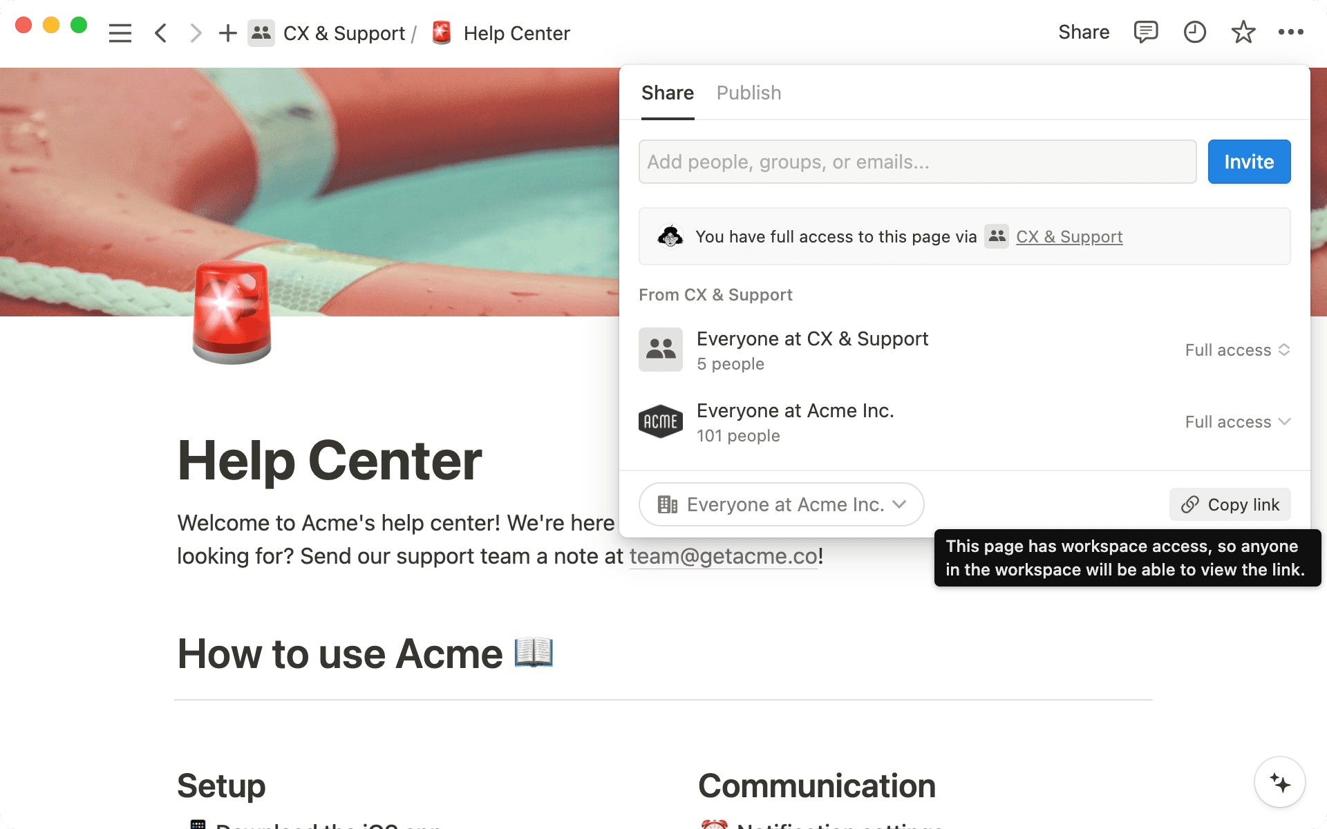 Link-sharing is a quick and easy way to shoot over Notion pages internally or externally.