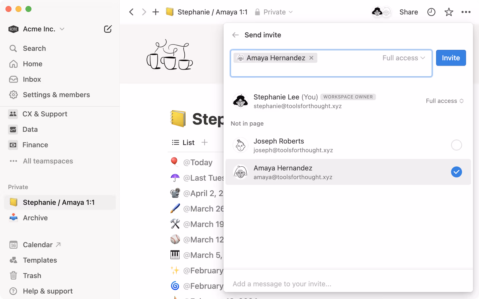 공유와 사용 권한 - 팀원과 공유