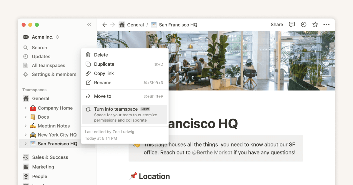 워크스페이스 소유자를 위한 팀스페이스 설정