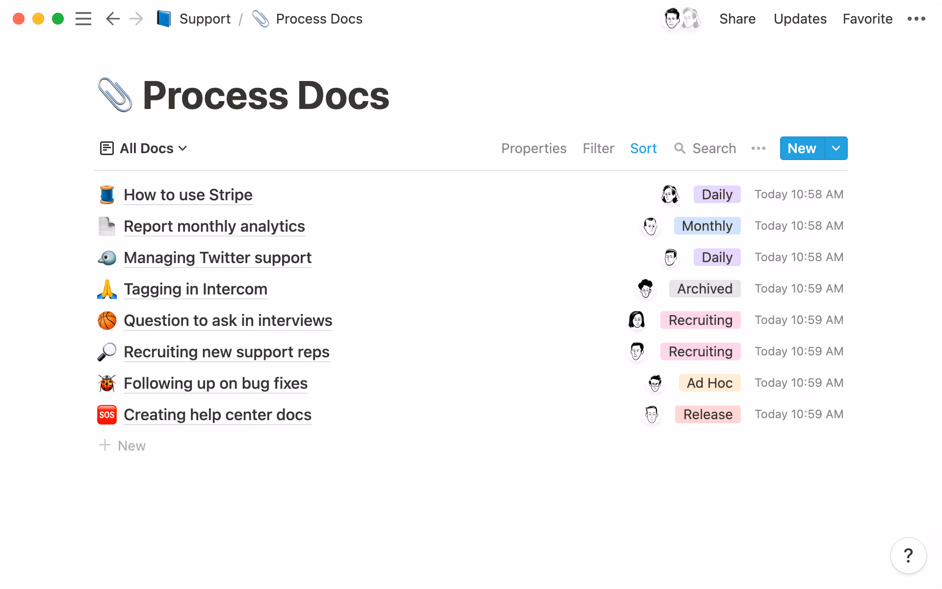 In Notion, you can use colored labels, statuses, and more to organize your information in the way that makes the most sense for your team.